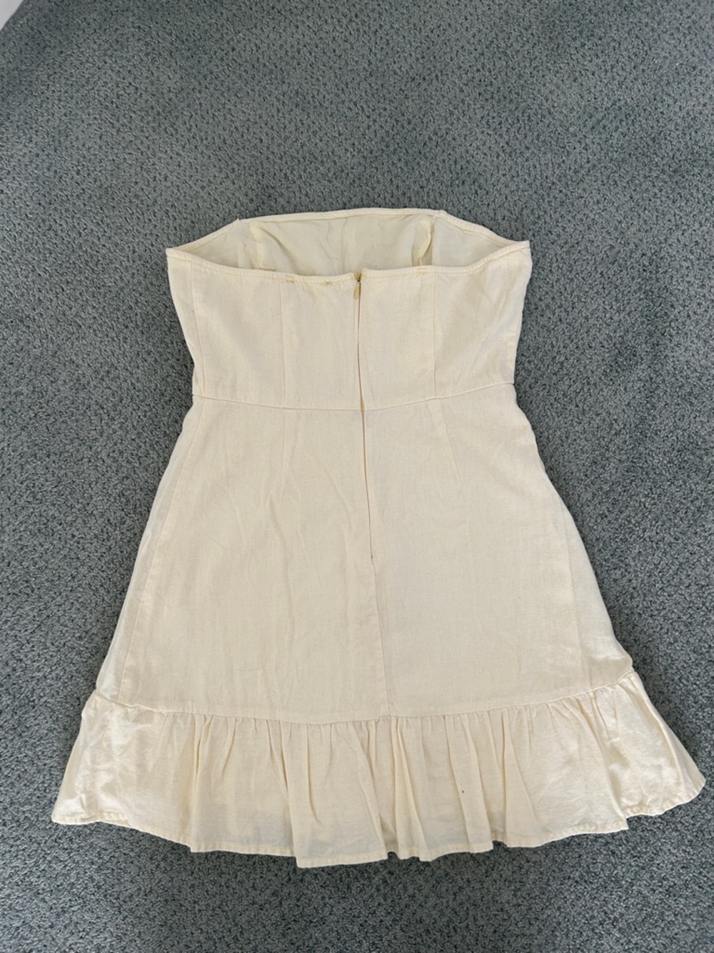 Strapless Cream Ruffle-Hem Mini Dress - Picture 3 of 3